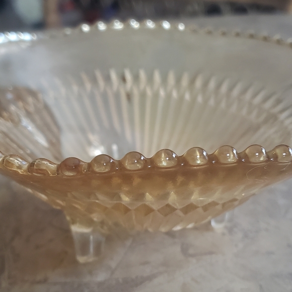 Carnival Glass Amber Candy  Dish / Vintage Glass Dish - Picture 2 of 4